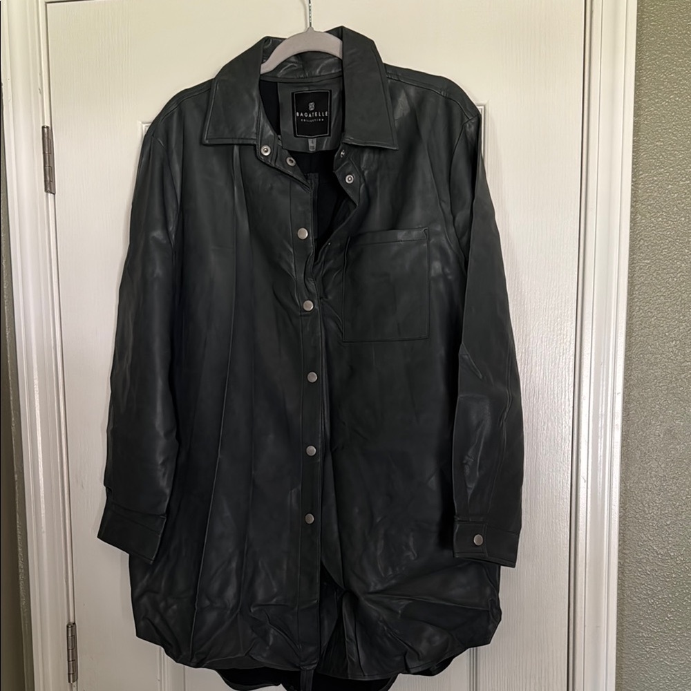 Bagatelle Gark Grey Leather Jacket Relaxed Fit